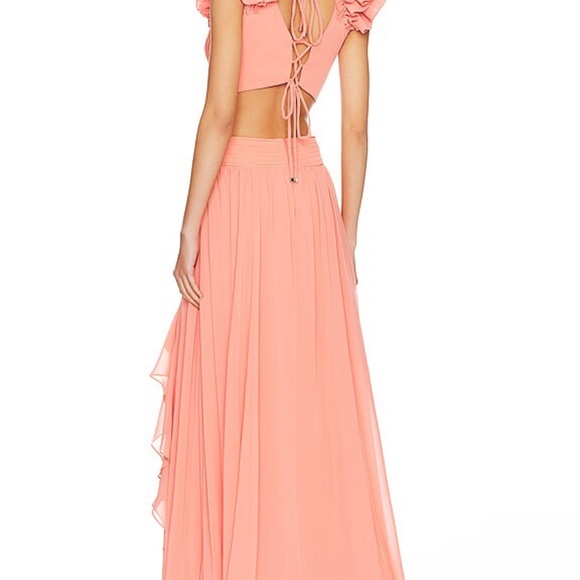 Pat Bo Flutter Sleeve Maxi Dress - Apricot. - Picture 3 of 5